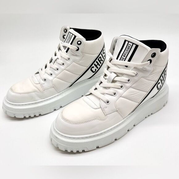 DIOR D-Player 'Quilted Nylon Hight Top Sneakers White Women’s Boots EU39.5 US9.5 - Picture 10 of 11